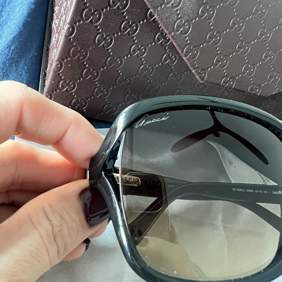 Gucci Black Gradient square Sunglasses monogram wrap sun beach eyewear pool cat - Picture 9 of 9